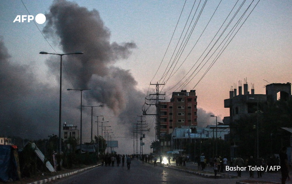Smoke billows following an Israeli airstrike in Gaza Strip